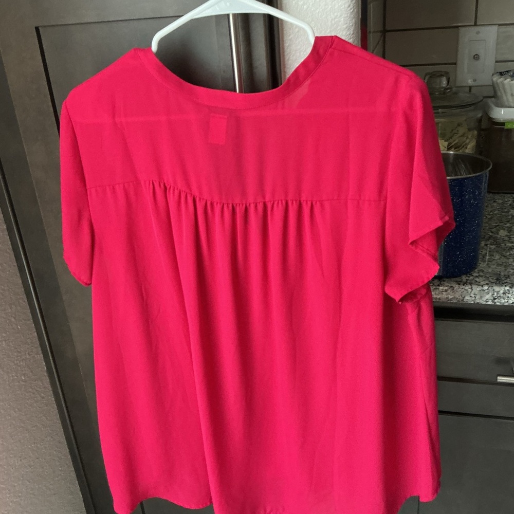Torrid Pink Short Sleeve Pleated Blouse